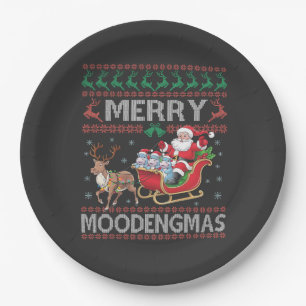 Prettig MooDengmas Moo Deng Kerstman Nijlpaard Papieren Bordje