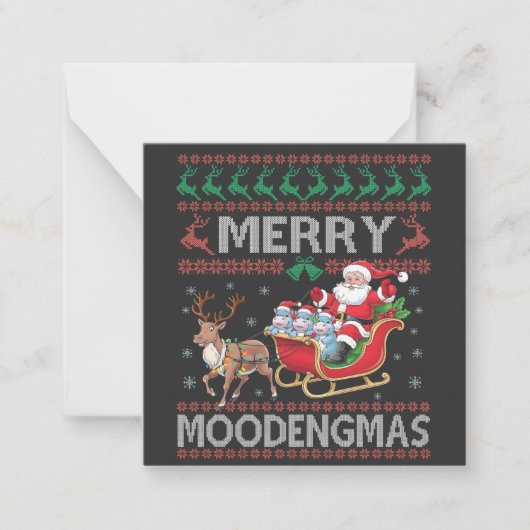 Prettig MooDengmas Moo Deng Kerstmis Kerstman Nijl Notitiekaartje (Voorkant)