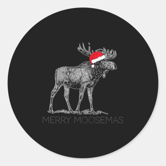 Prettig Moosemas Kersthert met Kerstmanhoed  Ronde Sticker (Voorkant)