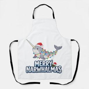 Prettig Narwhalmas met een Kerstmanhoed Kerstmis Schort