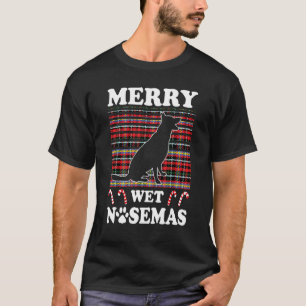 Prettig Nat Nasenfeest Kerstmis Duitse Herdershond T-shirt