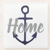 prettig nautisch ANCHOR THUIS | Glazen Onderzetter (Voorkant)