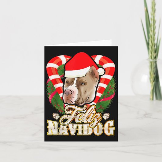 Prettig Navidog Tbull Met Sinterklaas Hoed Ttie Ke Kaart (Voorkant)
