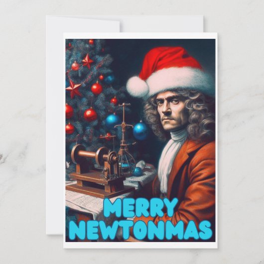 Prettig Newtonmas meneer Isaac Newton Feestdagenkaart (Voorkant)