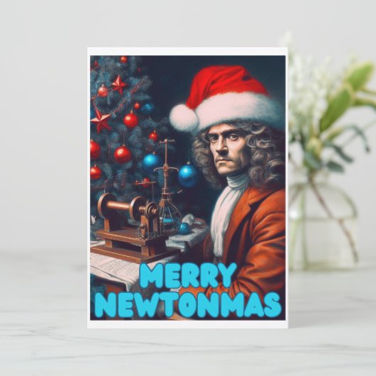 Prettig Newtonmas meneer Isaac Newton Feestdagenkaart (Staand voorkant)