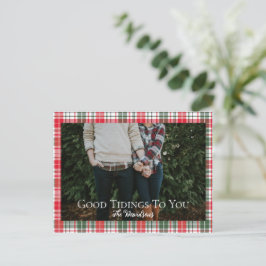 Prettig Nieuwgetrouwd Geruit Kerst Foto Feestdagenkaart