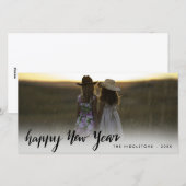 Prettig Nieuwjaar Handgeschreven Vakantiefoto Feestdagenkaart (Voorkant / Achterkant)