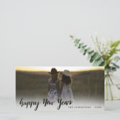 Prettig Nieuwjaar Handgeschreven Vakantiefoto Feestdagenkaart (Staand voorkant)