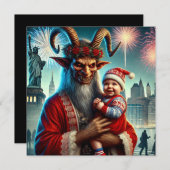 Prettig Nieuwjaar Krampus Feestdagenkaart (Voorkant / Achterkant)