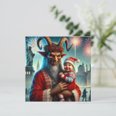 Prettig Nieuwjaar Krampus Feestdagenkaart (Staand voorkant)