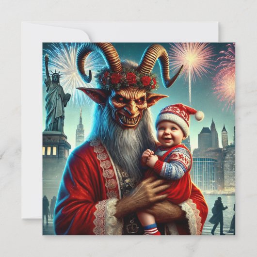 Prettig Nieuwjaar Krampus Feestdagenkaart (Voorkant)