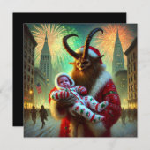 Prettig Nieuwjaar Krampus Feestdagenkaart (Voorkant / Achterkant)