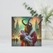 Prettig Nieuwjaar Krampus Feestdagenkaart (Staand voorkant)