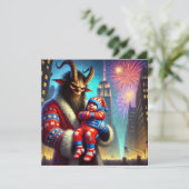 Prettig Nieuwjaar Krampus Feestdagenkaart (Staand voorkant)