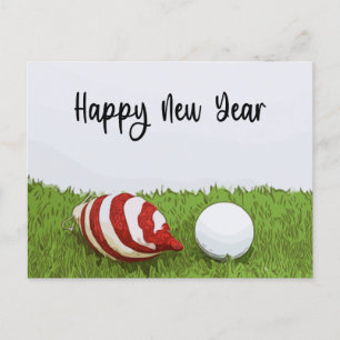 Prettig nieuwjaar met Sneeuwman golfer vakanties Feestdagenkaart