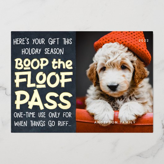 Prettig Nieuwjaar Moderne Grappige Huisdier Aangep Folie Feestdagenkaart (Voorkant)