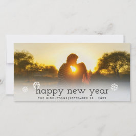 Prettig Nieuwjaar Zwarte Script Vakantie Foto Feestdagenkaart