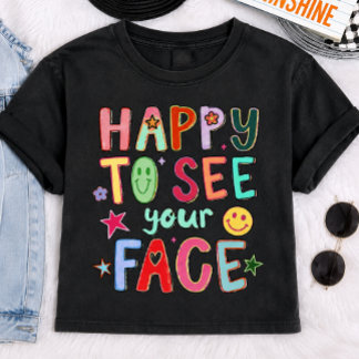 Prettig om je gezicht te zien Retro Smiley Grafisc T-shirt