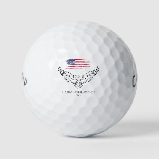 Prettig Onafhankelijkheidsdag Amerikaanse vlag en Golfballen (Voorkant)