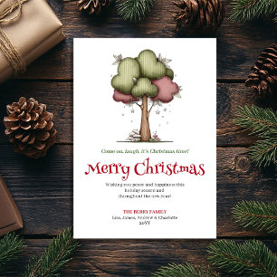 Prettig Ondeugend Kerstboom Minimalistisch Ontwerp Feestdagenkaart