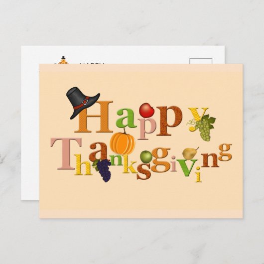 Prettig ontwerp voor Thanksgivingdag Briefkaart (Voorkant / Achterkant)