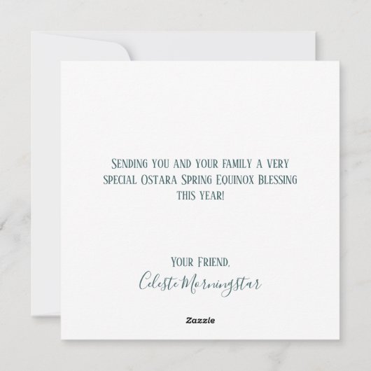 Prettig Ostara Lente Konijn & Vogelnest Feestdagenkaart (Achterkant)