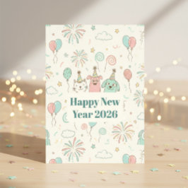 Prettig Oud en Nieuw-feest 2026-uitnodiging Briefkaart
