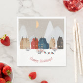 Prettig Oud en Nieuw Landelijk Dorp Winter   Servet (Insitu)