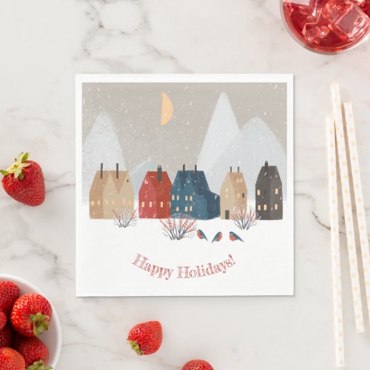 Prettig Oud en Nieuw Landelijk Dorp Winter   Servet (Insitu)