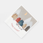 Prettig Oud en Nieuw Landelijk Dorp Winter   Servet (Hoek)