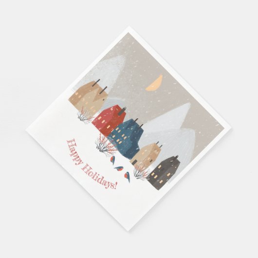 Prettig Oud en Nieuw Landelijk Dorp Winter   Servet (Hoek)