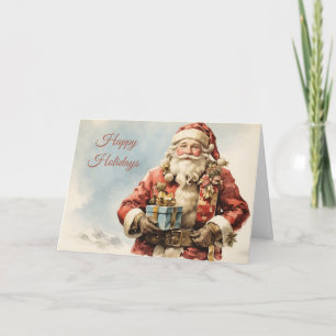 Prettig Oud en Nieuw Vintage Kerstman Feestdagen Kaart