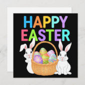 Prettig Pasen 2025  Eieren Konijn Schattig Konijn Feestdagenkaart (Voorkant / Achterkant)