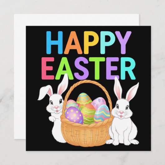 Prettig Pasen 2025  Eieren Konijn Schattig Konijn Feestdagenkaart (Voorkant / Achterkant)