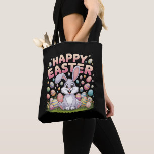 Prettig Pasen 2025  Eieren Konijn Schattig Konijn Tote Bag