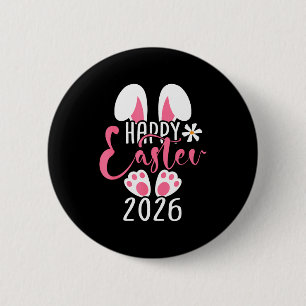 Prettig Pasen 2026 paashaas paasei vrouwen meisjes Ronde Button 5,7 Cm