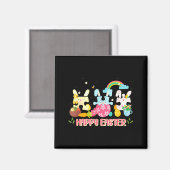 Prettig Pasen 2026 Schattig Konijn Happy Easter A Magneet (Voorkant / Achterkant)