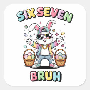Prettig Pasen 67 meme Grappige Bunny Vierkante Sticker