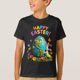 Prettig Pasen aarde dag 2026 konijn wereldkaart Pa T-shirt