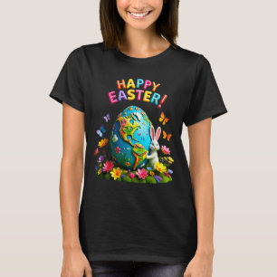 Prettig Pasen aarde dag 2026 konijn wereldkaart Pa T-shirt
