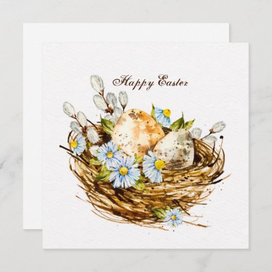 Prettig Pasen aquarel stijl Feestdagenkaart (Voorkant / Achterkant)