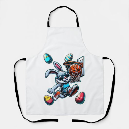 Prettig Pasen Basketbal Jongens Paashaas Grappig P Schort (Voorkant)