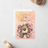 Prettig Pasen, BEARY leuk Notitiekaartje (Voorkant / Achterkant in situ)