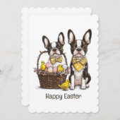 Prettig Pasen Boston Terrier Honden Feestdagenkaart (Voorkant / Achterkant)