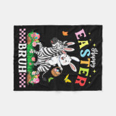 Prettig Pasen Broer Cute Zebra Konijnenoren Mand E Fleece Deken (Voorkant (Horizontaal))