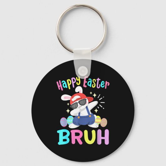 Prettig Pasen Broer Funny Dabbing Bunny Dab Dans R Sleutelhanger (Voorkant)