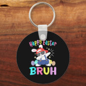 Prettig Pasen Broer Funny Dabbing Bunny Dab Dans R Sleutelhanger (Voorkant)