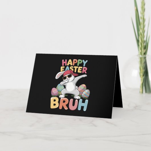 Prettig Pasen Bruh Bro Funny Dabbing Bunny Konijn Bedankkaart (Voorkant)