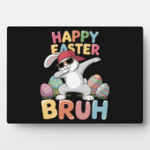 Prettig Pasen Bruh Bro Funny Dabbing Konijn Fotoplaat (voorkant)