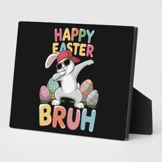 Prettig Pasen Bruh Bro Funny Dabbing Konijn Fotoplaat (Zijkant)